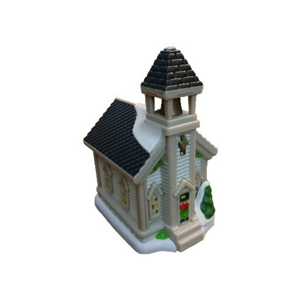 Cobblestone Corners Christmas Village Miniature Church Chapel with Bell Plastic